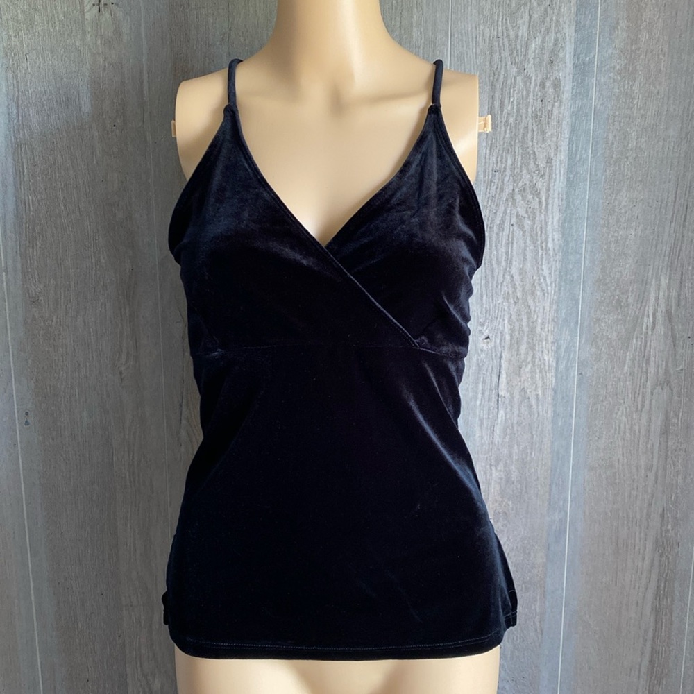 Vintage 90s Velvety Black Spaghetti Strap Tank Top